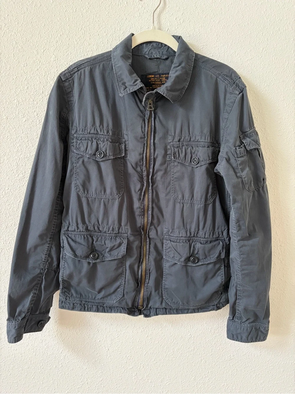 J Crew A/22 M-65 Jacket Mens Small Blue G38 Military Grade Utility Field Coat